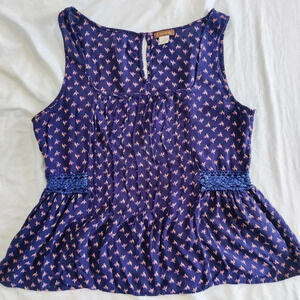 Copper Key Blue peplum Blouse Size S